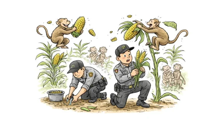 Polisi dan Monyet di Ladang Jagung