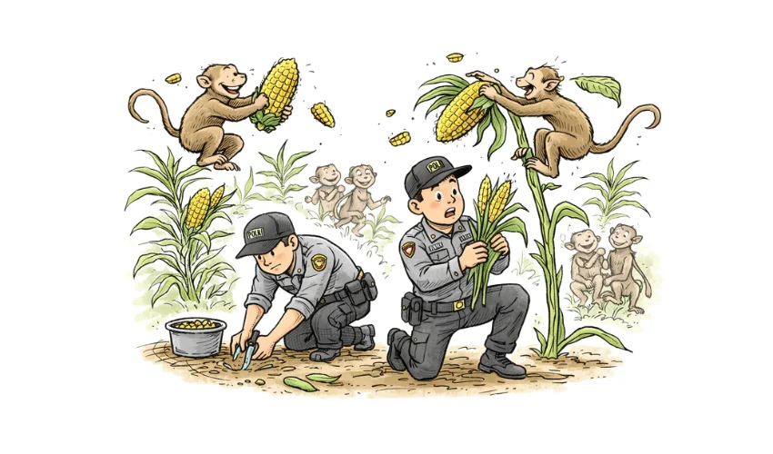 Polisi dan Monyet di Ladang Jagung